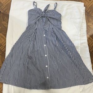 Maternity Striped Navy and Whit Dress small